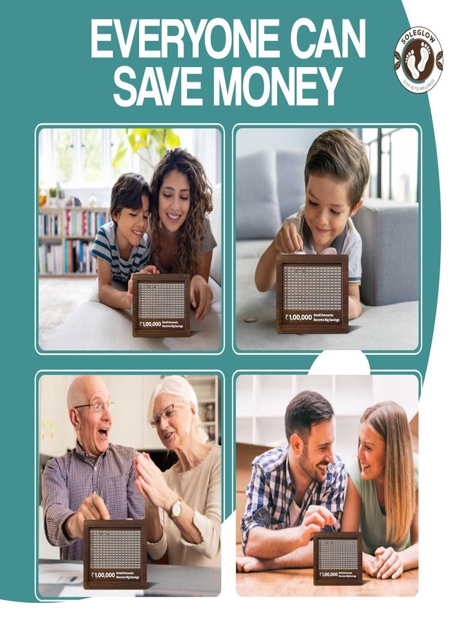 SOLEGLOW Wooden Piggy Bank for Kids - Carved Design Savings Box, Money Vault, Cashbox for Children, Coin Box, Money Save Challenge, User-Friendly Wooden Cashbox for Boys & Girls - Image 3